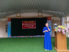 Cô Nguyễn Thị Liên - TPT Đội triển khai tuyên truyền trong buổi sinh hoạt đầu tuần