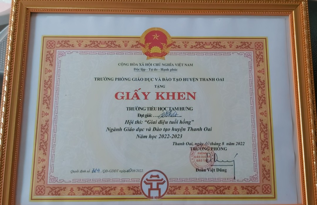 giấy khen giải nhất cụm